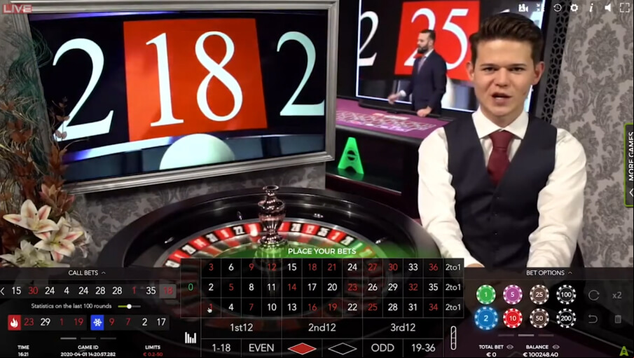Screen 24/7 Live Roulette 1