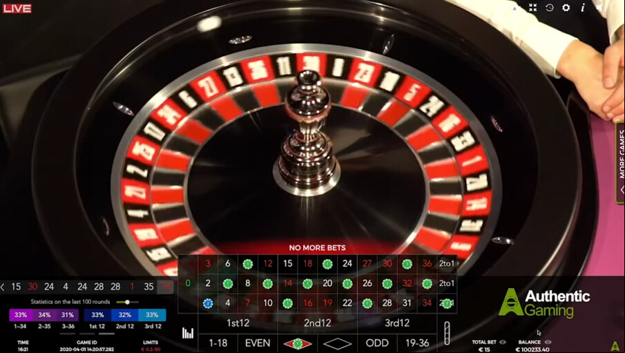 Screen 24/7 Live Roulette 3