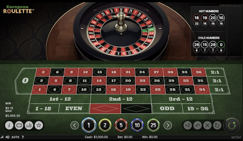 Screen European Roulette 1