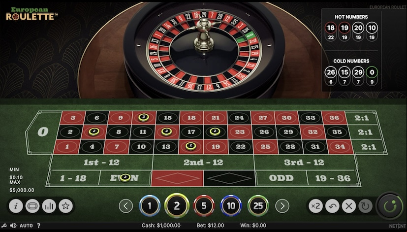 Screen European Roulette 2