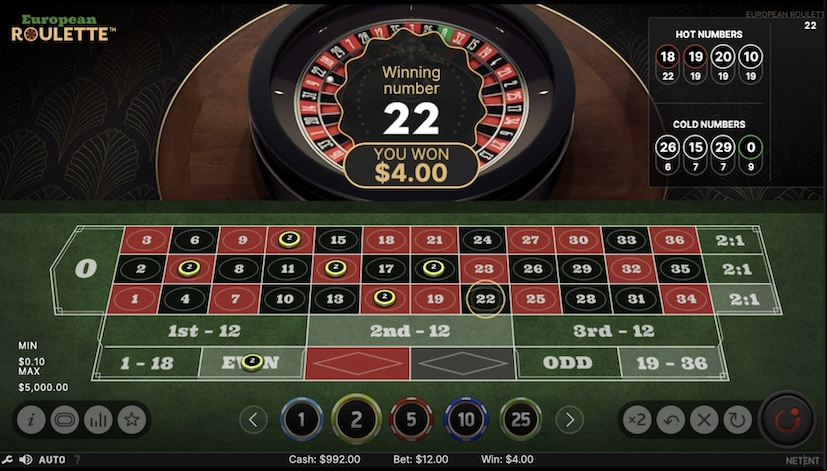 Screen European Roulette 3