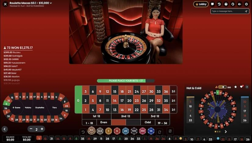Screen Roulette Macao 1