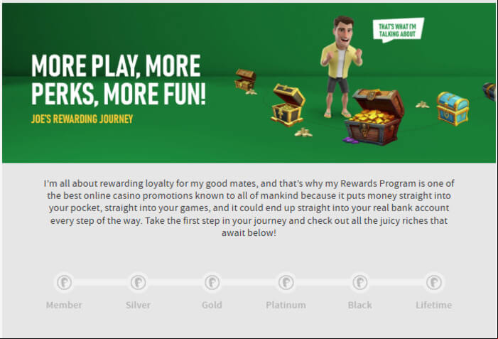 joefortune casino loyalty program