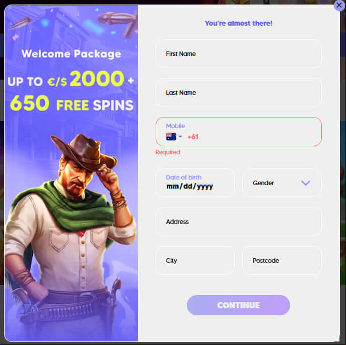 mrwest casino registration process