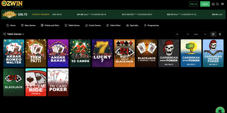 Ozwin Casino screen 2