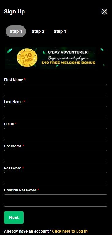 ozwin casino registration process