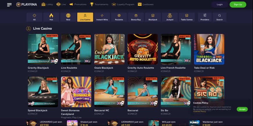 Playfina Casino screen 3