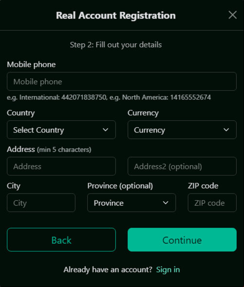 pure casino registration